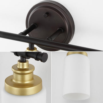 Egan 23.25" 3-Light Classic Cottage Vanity Light with Frosted Glass Shades and Bathroom Hardware Accessory Set - JONATHAN Y